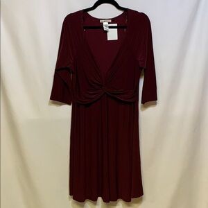 Love Squared Burgundy Fit and Flare Midi Dress